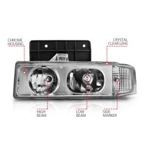 Chevrolet Astro Headlights - ANZO - Crystal - Chrome - `95-`05