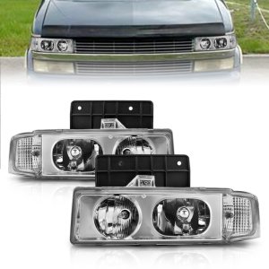 Chevrolet Astro Headlights - ANZO - Crystal - Chrome - `95-`05