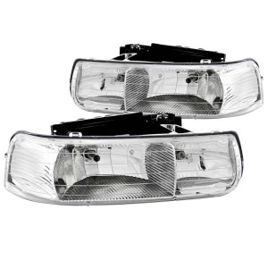 Chevrolet Silverado 1500 Crystal Headlights - ANZO - Clear Lens, Chrome Housing - Chrome - `99-`02