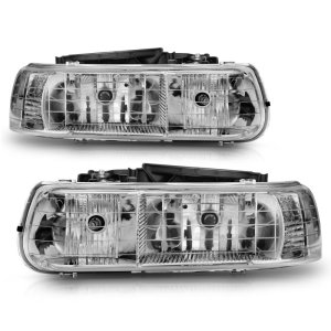Chevrolet Silverado 1500 Crystal Headlights - ANZO - Clear Lens, Chrome Housing - Chrome - `99-`02