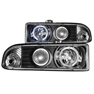 Chevrolet S10 Projector Headlights - ANZO - w/ Halo, Clear Lens, Pair, LED - Black - `98-`05 Chevrolet S10 Projector Headlights - ANZO - w/ Halo, Clear Lens, Pair, LED - Black - `98-`05