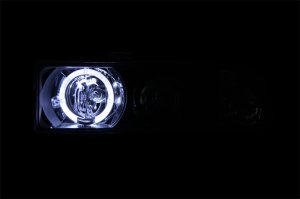 Chevrolet S10 Projector Headlights - ANZO - w/ Halo, Clear Lens, Pair, LED - Black - `98-`05 Chevrolet S10 Projector Headlights - ANZO - w/ Halo, Clear Lens, Pair, LED - Black - `98-`05