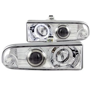 Chevrolet S10 Projector Headlights - ANZO - w/Halo, Clear Lens, Chrome Housing - Chrome - `98-`05