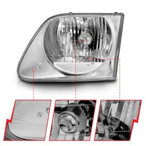 Ford F-150 Headlights - Front - ANZO - Crystal - Chrome - `97-`03