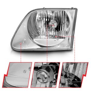 Ford F-150 Headlights - Front - ANZO - Crystal - Chrome - `97-`03