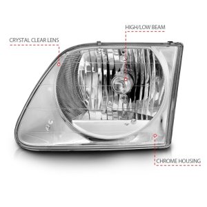 Ford F-150 Headlights - Front - ANZO - Crystal - Chrome - `97-`03