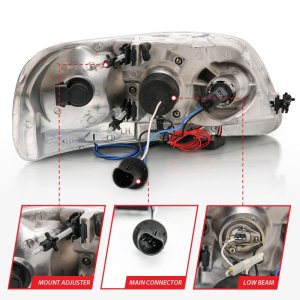 Ford F-150 Projector Headlights - ANZO - With Halo and LED - Black - `97-`03