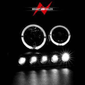 Ford F-150 Projector Headlights - ANZO - With Halo and LED - Black - `97-`03