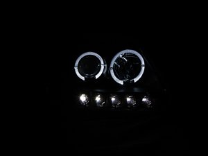 Ford F-150 Projector Headlights - ANZO - With Halo and LED - Black - `97-`03