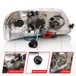 Ford F-150 Projector Headlights - ANZO - Halo and LED - Chrome - `97-`03