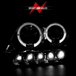 Ford F-150 Projector Headlights - ANZO - Halo and LED - Chrome - `97-`03