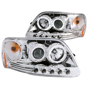 Ford F-150 Projector Headlights - ANZO - Halo and LED - Chrome - `97-`03