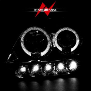 Ford F-150 Projector Headlights - ANZO - Halo and LED - Chrome - `97-`03