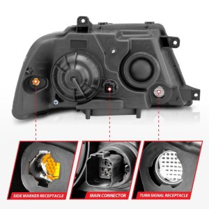 Lincoln Navigator Headlight Set - ANZO - Crystal - Clear Lens, Black Housing - Black - `03-`06