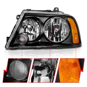 Lincoln Navigator Headlight Set - ANZO - Crystal - Clear Lens, Black Housing - Black - `03-`06