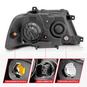 Lincoln Navigator Headlight Set - ANZO - Crystal - Clear Lens, Black Housing - Black - `03-`06