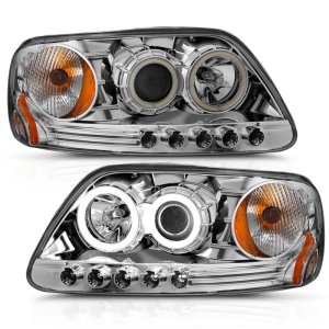 Ford F-150 Projector Headlights - ANZO - w/ Halo - Chrome - `97-`03