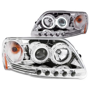 Ford F-150 Projector Headlights - ANZO - w/ Halo - Chrome - `97-`03