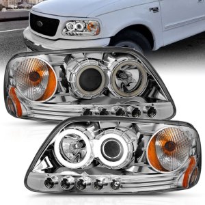 Ford F-150 Projector Headlights - ANZO - w/ Halo - Chrome - `97-`03