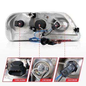 Ford F-150 Projector Headlights - ANZO - w/ Halo - Chrome - `97-`03