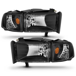 Dodge Ram Headlights - ANZO - Crystal with Clear Lens - Black - `94-`01