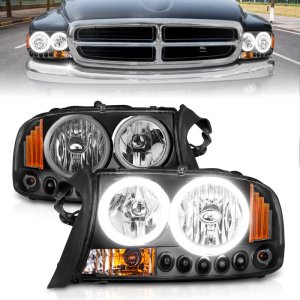 Dodge Dakota Headlights - ANZO - Crystal - Clear Lens, Black Housing - `97-`04