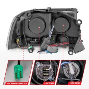 Dodge Dakota Headlights - ANZO - Crystal - Clear Lens, Black Housing - `97-`04