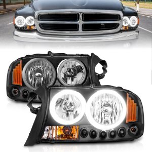 Dodge Dakota Headlights - ANZO - Crystal - Clear Lens, Black Housing - `97-`04