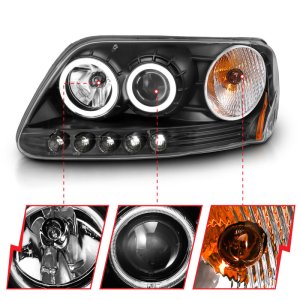 Ford F-150 Projector Headlights - ANZO - w/ Halo (CCFL) - Black - `97-`03 Ford F-150 Projector Headlights - ANZO - w/ Halo (CCFL) - Black - `97-`03