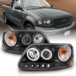 Ford F-150 Projector Headlights - ANZO - w/ Halo (CCFL) - Black - `97-`03