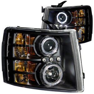 Chevrolet Silverado 1500 Projector Headlights - ANZO - w/ Halo Black - Black - `07-`13