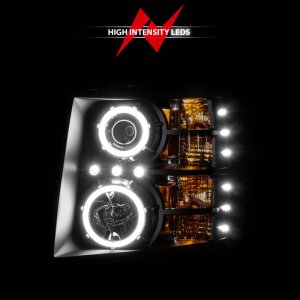 Chevrolet Silverado 1500 Projector Headlights - ANZO - w/ Halo Black - Black - `07-`13