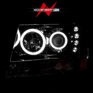 Chevrolet Avalanche Projector Headlights - ANZO - w/ Halo, Clear Lens, Chrome Housing, Pair, CCFL - Chrome - `07-`13