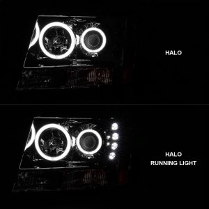 Chevrolet Avalanche Projector Headlights - ANZO - w/ Halo, Clear Lens, Chrome Housing, Pair, CCFL - Chrome - `07-`13