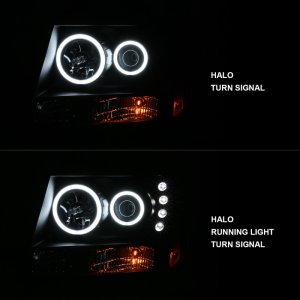 Chevrolet Avalanche Projector Headlights - ANZO - w/ Halo, CCFL - Black - `07-`13