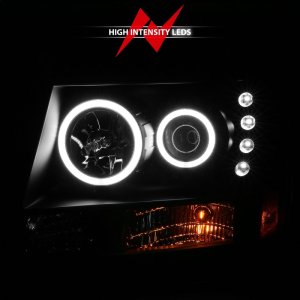 Chevrolet Avalanche Projector Headlights - ANZO - w/ Halo, CCFL - Black - `07-`13