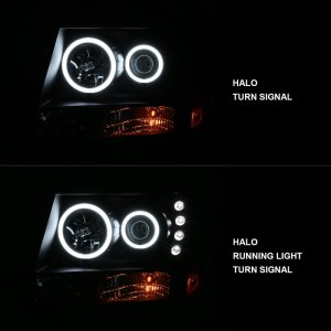 Chevrolet Avalanche Projector Headlights - ANZO - w/ Halo, CCFL - Black - `07-`13