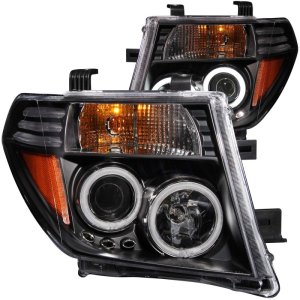 Nissan Frontier Projector Headlights - ANZO - w/ Halo, Clear Lens - Black - `05-`08