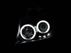 Nissan Frontier Projector Headlights - ANZO - w/ Halo, Clear Lens - Black - `05-`08