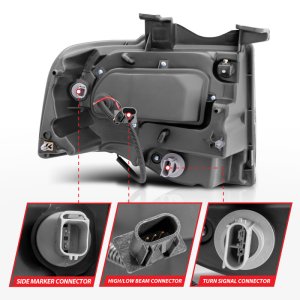 Ford Expedition Projector Headlights - ANZO - w/Halo, Clear Lens, Black Housing, CCFL - Black - `07-`14