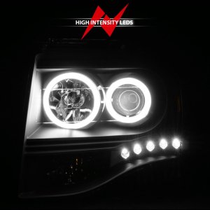 Ford Expedition Projector Headlights - ANZO - w/Halo, Clear Lens, Black Housing, CCFL - Black - `07-`14