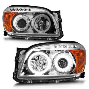 Toyota Rav4 Projector Headlights - ANZO - w/ Halo, Clear Lens - Chrome - `06-`08