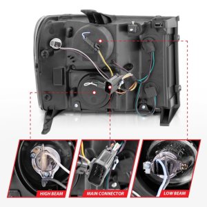 GMC Sierra Projector Headlights - ANZO - w/ Halo, Black Housing, Clear Lens, CCFL, Pair - Black - `07-`13