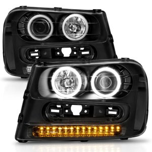 Chevrolet Trailblazer Headlights - ANZO - Projector w/ Halo - Black - `02-`09