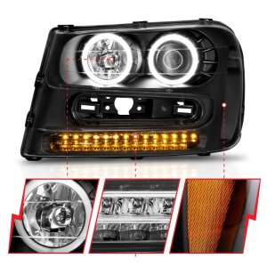 Chevrolet Trailblazer Headlights - ANZO - Projector w/ Halo - Black - `02-`09