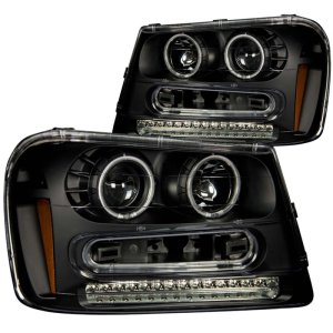 Chevrolet Trailblazer Headlights - ANZO - Projector w/ Halo - Black - `02-`09