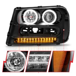 Chevrolet Trailblazer Headlights - ANZO - Projector w/ Halo - Black - `02-`09