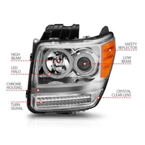 Dodge Nitro Projector Headlights - ANZO - w/Halo, Clear Lens, Chrome Housing, G2, CCFL - Chrome - `07-`12
