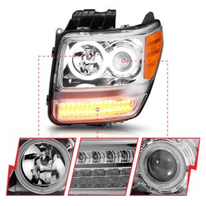 Dodge Nitro Projector Headlights - ANZO - w/Halo, Clear Lens, Chrome Housing, G2, CCFL - Chrome - `07-`12