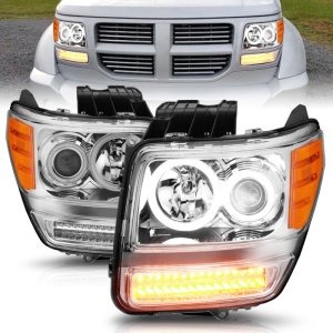 Dodge Nitro Projector Headlights - ANZO - w/Halo, Clear Lens, Chrome Housing, G2, CCFL - Chrome - `07-`12